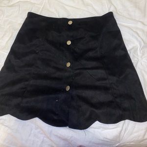 Black velvet button up skirt
